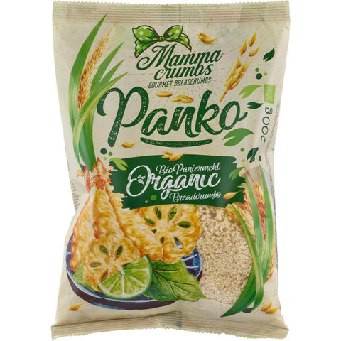 Eine Packung Panko Paniermehl, ideal für knusprige und leichte Panaden. Perfekt für die Zubereitung von frittierten Gerichten wie Tonkatsu oder Tempura.