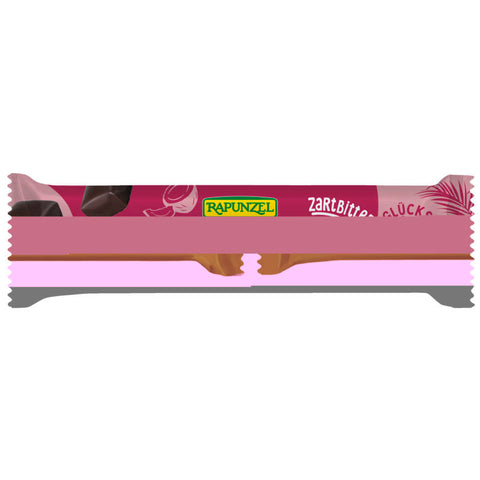 Verpackung einer Tafel Zartbitterschokolade mit Kokosraspeln, beschriftet mit Kokos & Schoko Zartbitter.