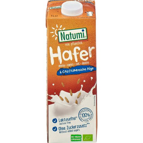 Hafer Calcium Alge Drink in einer umweltfreundlichen Verpackung, reich an pflanzlichem Calcium und ideal für eine vegane Ernährung.