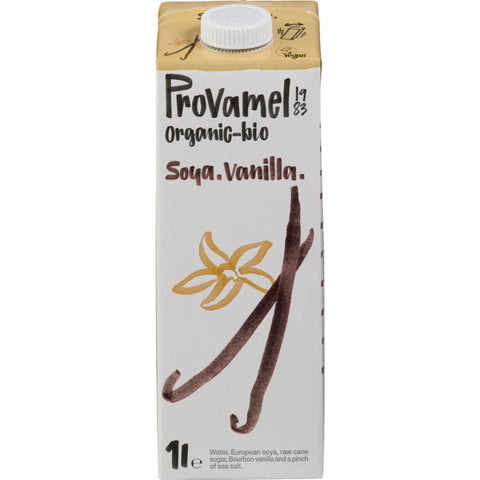 Eine Packung Sojadrink Vanille, ein pflanzliches Getränk mit Vanillegeschmack, ideal für vegane und laktosefreie Ernährung.