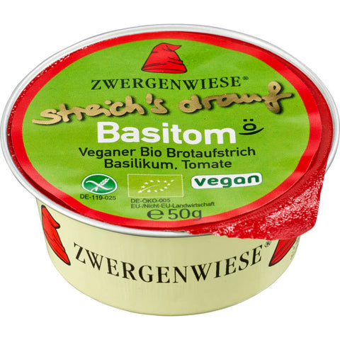 Streich's drauf Basitom - Veganer Brotaufstrich mit Basilikum und Tomate, 180g Glas