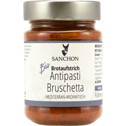 Antipasti Bruschetta: Knusprige, geröstete Brotscheiben, belegt mit einer aromatischen Mischung aus frischen Tomaten, Basilikum, Knoblauch und Olivenöl. Perfekt als Vorspeise oder Snack.