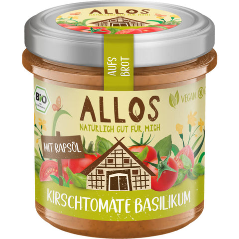 Aufstrich aus Kirschtomate und Basilikum im Glas, ideal für Brot und Brötchen