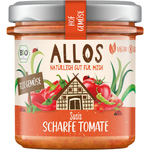 Eine Packung Hof-Gemüse Susis scharfe Tomaten, frische rote Tomaten mit einem scharfen Geschmack, ideal für pikante Gerichte.