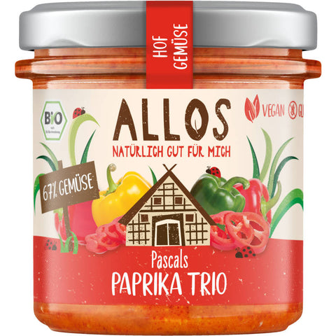 Hof-Gemüse Pascals Paprika Trio - Frische, bunte Paprika in den Farben Rot, Gelb und Grün, ideal für Salate, Pfannengerichte und zum Snacken.