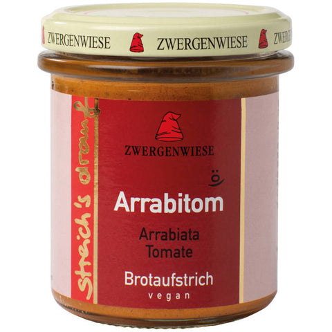 Streich's drauf - Arrabitom: Würzige Tomaten-Paprika-Creme im Glas, ideal als Brotaufstrich oder Dip, mit intensiven Aromen von sonnengereiften Tomaten und feuriger Paprika.