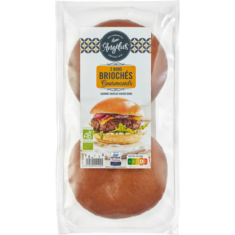 Gourmet Brioche Burger Buns in einer eleganten Verpackung, perfekt für hochwertige Burger-Kreationen.