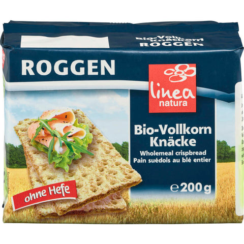 Knuspriges Roggen Vollkorn Knäckebrot in rechteckiger Form, ideal für gesunde Snacks und belegte Brote. Hergestellt aus 100% Vollkornroggen, reich an Ballaststoffen und perfekt für eine ausgewogene Ernährung.