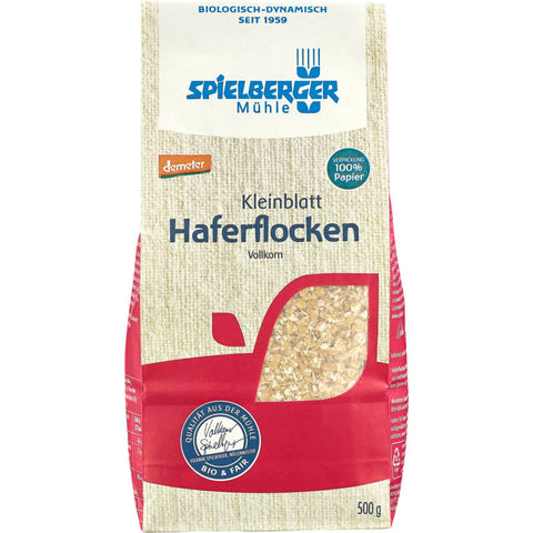 Packung Haferflocken Kleinblatt Vollkorn, ideal für ein gesundes Frühstück oder zum Backen, reich an Ballaststoffen und Nährstoffen.