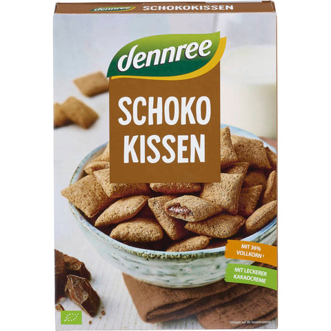 Eine Schale gefüllt mit knusprigen Schokokissen, die mit cremiger Schokolade gefüllt sind. Perfekt für ein süßes Frühstück oder einen leckeren Snack zwischendurch.