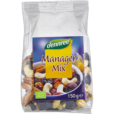 Eine Mischung aus hochwertigen Nüssen und Trockenfrüchten, ideal für Manager und Berufstätige, die einen gesunden und energiereichen Snack für unterwegs suchen.