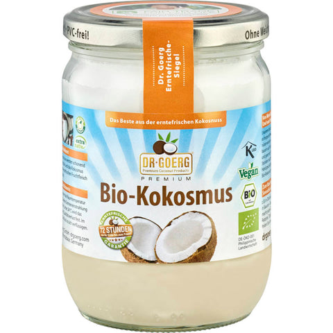 Glas mit Premium Kokosmus, cremige Konsistenz, ideal für gesunde Rezepte und exotische Gerichte.