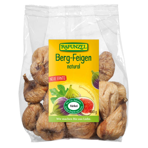 Berg-Feigen natural, Projekt - Eine Packung getrockneter Berg-Feigen, natürlich und ohne Zusatzstoffe, präsentiert in einer umweltfreundlichen Verpackung.