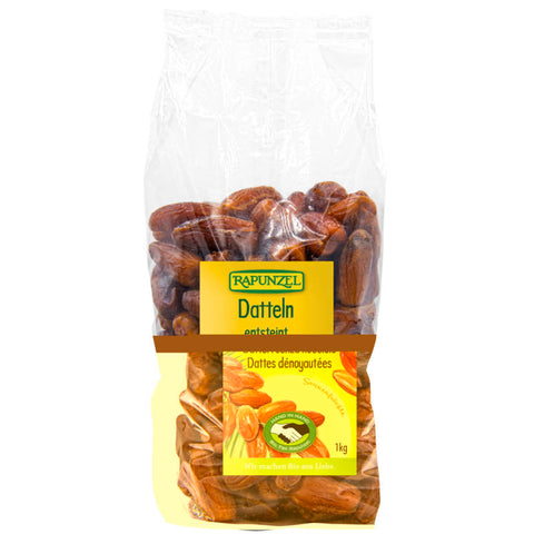 Packung mit entsteinten Deglet Nour Datteln, ideal als gesunder Snack oder zum Kochen und Backen