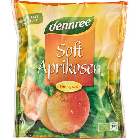 Saftige, getrocknete Soft-Aprikosen in einer durchsichtigen Verpackung, perfekt als gesunder Snack oder zum Verfeinern von Gerichten.