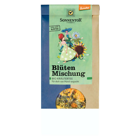 Eine bunte Mischung aus verschiedenen getrockneten Blüten, ideal zum Dekorieren von Speisen, Tees oder handgemachten Seifen.