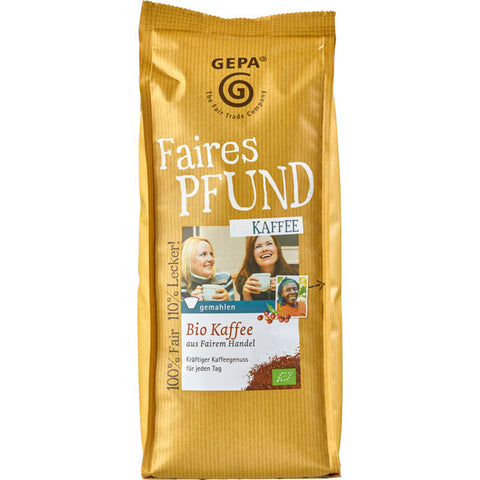 Faires Pfund Kaffee, gemahlen - Nachhaltig angebauter und fair gehandelter Kaffee, sorgfältig gemahlen für ein reichhaltiges Aroma und vollmundigen Geschmack.