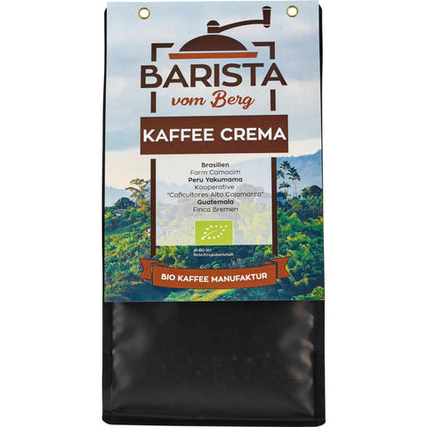 Bio Cafe Crema - ganze Bohne, 100% biologisch angebauter Kaffee, aromatisch und vollmundig, ideal für Kaffeevollautomaten und Siebträgermaschinen.