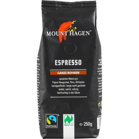 Espresso ganze Bohne im Softpack – Aromatische Kaffeebohnen für intensiven Espresso-Genuss, verpackt im praktischen Softpack für langanhaltende Frische.