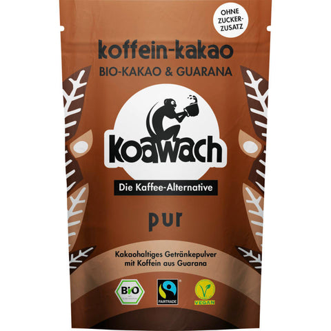 Pur koffein-kakao: Hochwertiger Kakaopulver mit natürlichem Koffein, ideal für einen belebenden Start in den Tag oder als Energie-Kick zwischendurch.