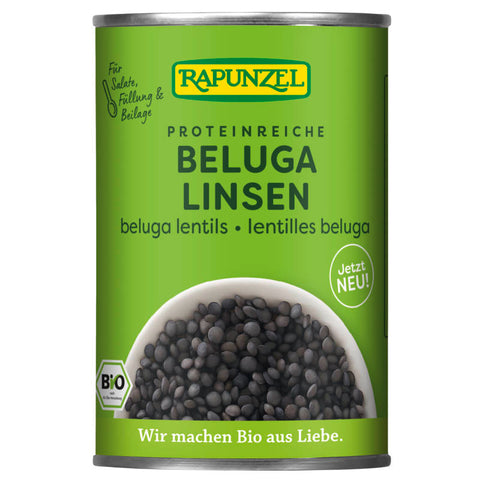 Beluga Linsen in der Dose – Hochwertige, schwarze Linsen, ideal für Salate, Suppen und Eintöpfe. Praktisch vorgekocht und sofort einsatzbereit.