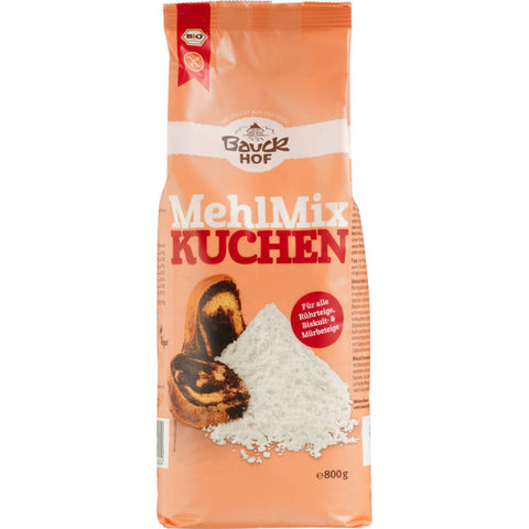 Glutenfreier Mehl-Mix für Kuchen in einer Verpackung, ideal für Menschen mit Glutenunverträglichkeit oder Zöliakie.