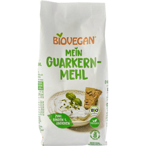 Guarkernmehl, glutenfrei – Fein gemahlenes, natürliches Verdickungsmittel für glutenfreie Backwaren und Speisen, in einer umweltfreundlichen Verpackung.