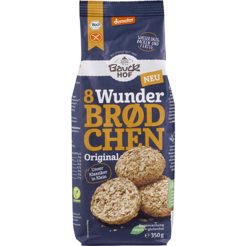 Eine Packung Wunderbrødchen Original, ein gesundes und nahrhaftes Brot mit einer Mischung aus verschiedenen Samen und Körnern.