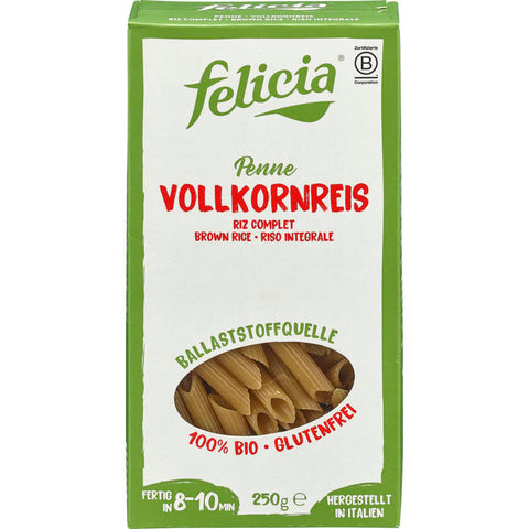 Packung glutenfreie Vollkornreis Penne Nudeln