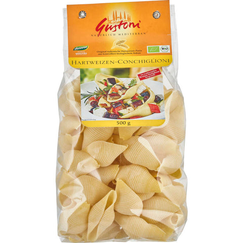 Hartweizen Maxi-Conchiglioni - Große Muschelnudeln aus hochwertigem Hartweizengrieß, ideal für gefüllte Pasta-Gerichte und Aufläufe.