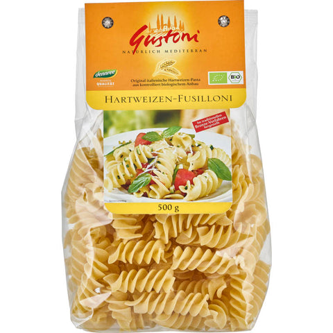 Packung Hartweizen Maxi - Fusilloni, große spiralförmige Nudeln aus hochwertigem Hartweizengrieß, ideal für herzhafte Pastagerichte.