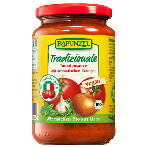 Glas Tomatensauce Tradizionale mit frischen Tomaten und Kräutern, ideal für authentische italienische Gerichte.