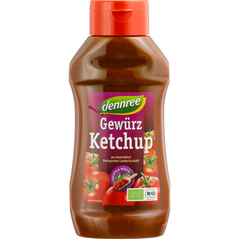 Flasche Gewürzketchup mit aromatischer Würzmischung, ideal zum Verfeinern von Grillgerichten und Snacks.