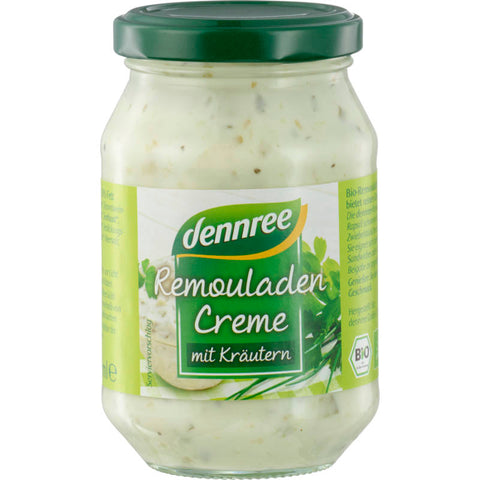 Glas mit cremiger Remoulade, ideal zum Verfeinern von Sandwiches, Salaten und Fischgerichten