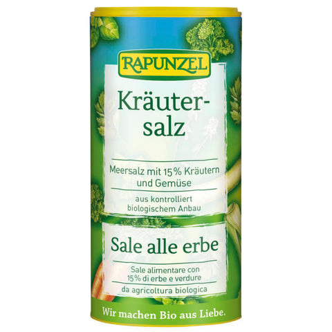 Kräutersalz in Glasbehälter, enthält 15% aromatische Kräuter, ideal zum Verfeinern von Speisen