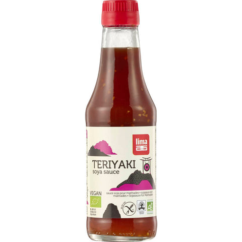 Flasche Teriyaki - süße Sojasauce, ideal zum Marinieren und Verfeinern von asiatischen Gerichten.