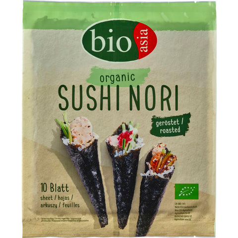 Verpackung mit Sushi Nori Blättern, ideal für die Zubereitung von Sushi und anderen japanischen Gerichten.