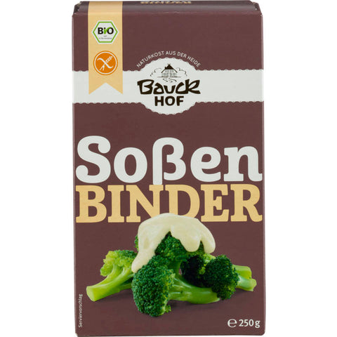 Glutenfreier Soßenbinder in einer weißen Verpackung mit grünen und blauen Akzenten, ideal zum Andicken von Soßen und Suppen für eine glutenfreie Ernährung.