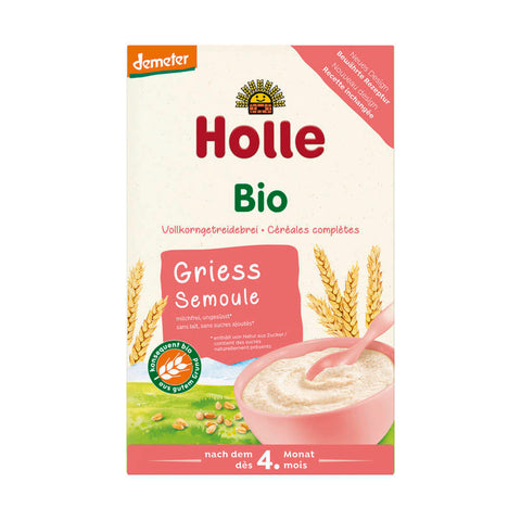 Packung Vollkorngetreidebrei Grieß, gesundes Frühstücksprodukt aus Vollkorngetreide, ideal für eine ausgewogene Ernährung.