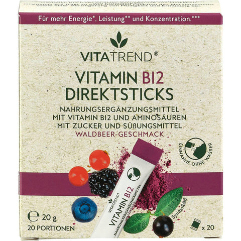 Vitamin B12 Direktsticks – Praktische Einzelportionen für eine schnelle und einfache Einnahme von Vitamin B12, ideal für unterwegs. Unterstützt den Energiestoffwechsel und das Nervensystem.