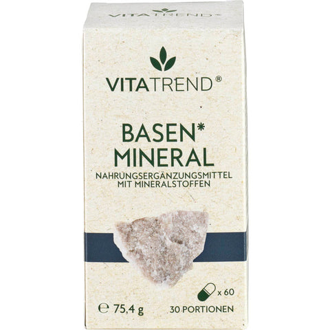 Eine Flasche mit Basen Mineral Kapseln, die zur Unterstützung des Säure-Basen-Haushalts im Körper beitragen.