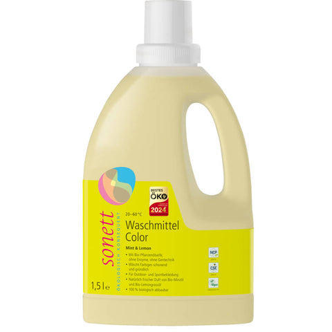 Waschmittel Color Mint & Lemon - Effektives Waschmittel für bunte Wäsche mit erfrischendem Minz- und Zitronenduft, 1,5L Flasche